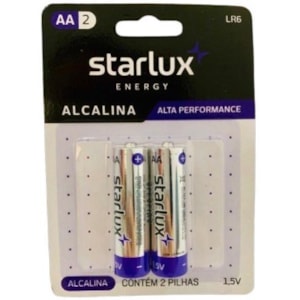 PILHA ALCALINA AA STARLUX ENERGY 1,5 V CARTELA COM 2 UNIDADES