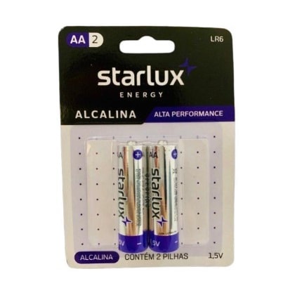 Pilha Alcalina Aa Starlux Energy 1,5 V Cartela Com 2 Unidades