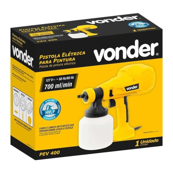 PISTOLA ELÉTRICA PARA PINTURA VONDER PEV400 400W 127V COM CANECA 800ML-a5039971-caaf-4368-adbe-69731be1e508