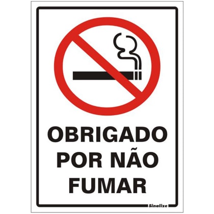 Placa 20X30Cm Obrigado Por Não Fumar Sinalize Em Poliestireno Autoadesiva