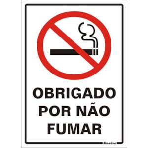 Placa 20X30Cm Obrigado Por Não Fumar Sinalize Em Poliestireno Autoadesiva