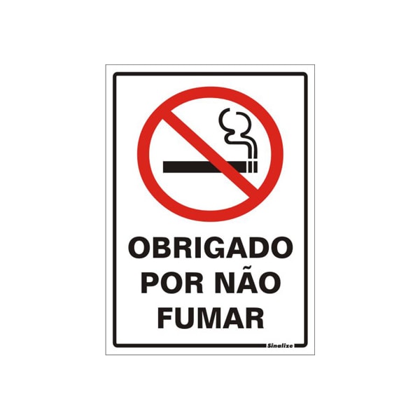 Placa 20X30Cm Obrigado Por Não Fumar Sinalize Em Poliestireno Autoadesiva-745da403-7349-4450-bbbe-e20e06249237
