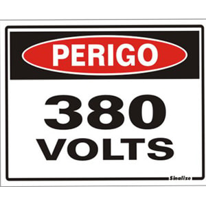 Placa De Perigo Sinalize 15 X 20 Cm PVC 380V Auto Adesiva