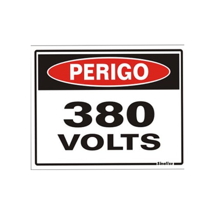 Placa De Perigo Sinalize 15 X 20 Cm PVC 380V Auto Adesiva