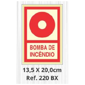 PLACA DE SINALIZAÇÃO BOMBA DE INCÊNDIO SINALIZE 13,5 X 20 CM PVC 0,5 MM