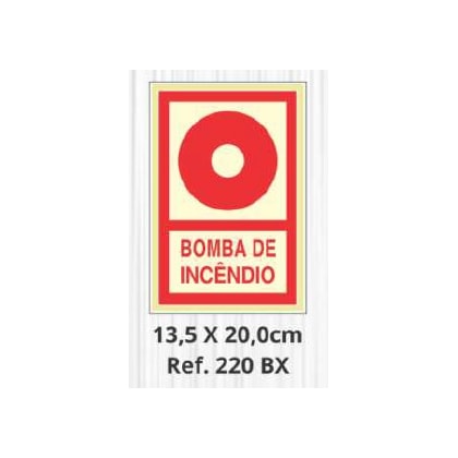 PLACA DE SINALIZAÇÃO BOMBA DE INCÊNDIO SINALIZE 13,5 X 20 CM PVC 0,5 MM