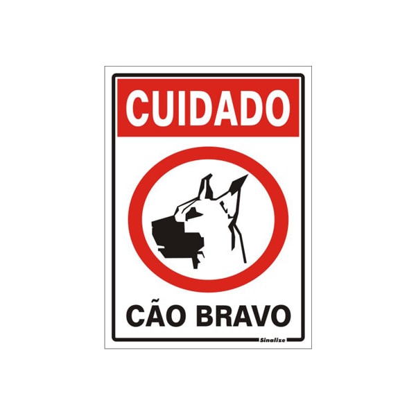 PLACA DE SINALIZAÇÃO CUIDADO CÃO BRAVO SINALIZE 20X30CM PVC AUTO ADESIVA-d16575ae-ce5c-4e45-b811-217deb97c135