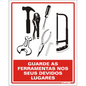 Placa De Sinalização Guarde As Ferramentas Sinalize 15X20Cm