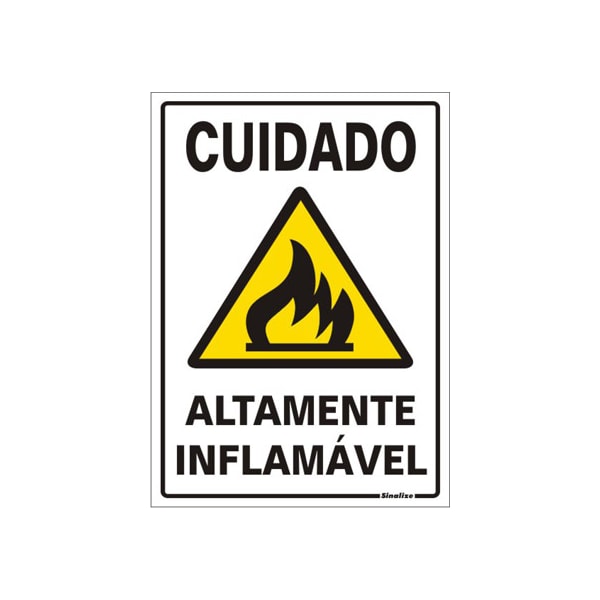 Placa De Sinalização Sinalize 20 X 30 Cm PVC Cuidado Altamente Inflamável Autoadesiva-e7701e24-f4dc-4171-9d1d-35e55b427226