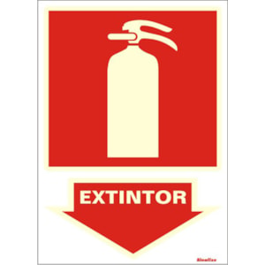 Placa De Sinalização Sinalize 20X30Cm PVC Extintor Fluorescente Auto Adesiva