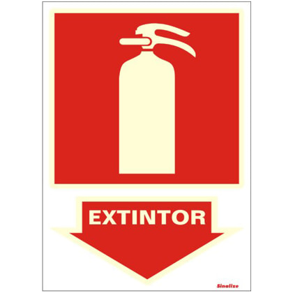 Placa De Sinalização Sinalize 20X30Cm PVC Extintor Fluorescente Auto Adesiva