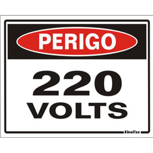 Placa De Sinalização Sinalize Perigo 220V 15X20Cm Em PVC Autoadesiva