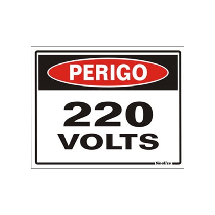 Placa De Sinalização Sinalize Perigo 220V 15X20Cm Em PVC Autoadesiva