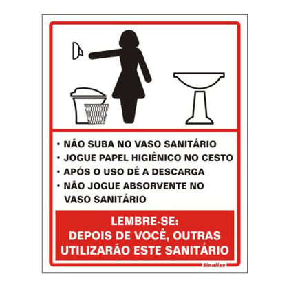 Placa De Sinalização Sinalize Sanitário Feminino 15X20Cm Auto Adesiva Em Poliestireno