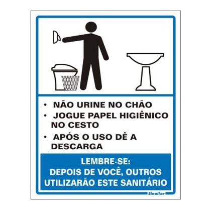 Placa Educativa Sinalize Sanitário Masculino 15X20Cm Auto Adesiva Em Poliestireno
