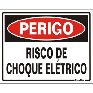 PLACA PERIGO RISCO CHOQUE ELÉTRICO SINALIZE PVC 15X20CM ADESIVA