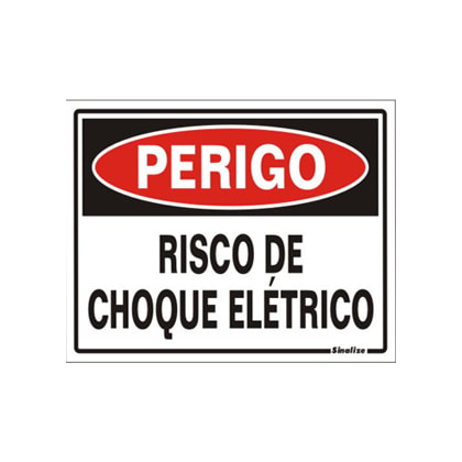 PLACA PERIGO RISCO CHOQUE ELÉTRICO SINALIZE PVC 15X20CM ADESIVA