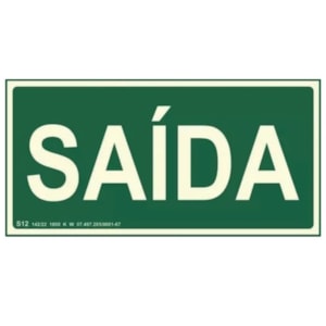 PLACA SAÍDA FOTOLUMINESCENTE SINALIZE 30X15CM