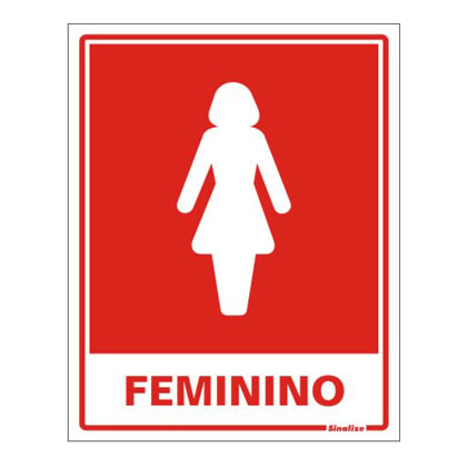 Placa Sinalização Sanitário Feminino Sinalize 15X20Cm Auto Adesiva PVC