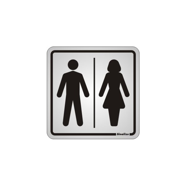 Placa Sinalize 15 X 15 Cm Alumínio Anodizado Sanitário Homem Mulher Autoadesiva-18f66a99-73df-401c-9315-91594e7b2178