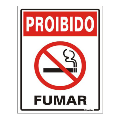 Placa Sinalize Proibido Fumar 15X20Cm Auto Adesiva Em Poliestireno