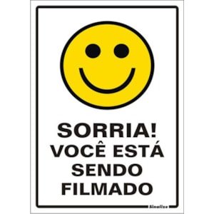 Placa Sorria Você Está Sendo Filmado Sinalize 20X30Cm Auto Adesiva Em Poliestireno