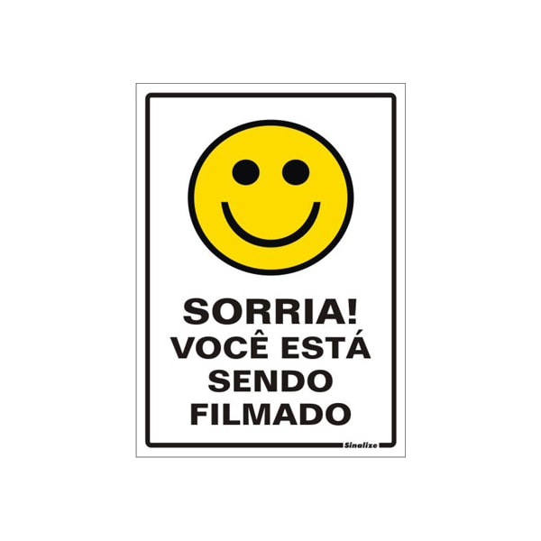 Placa Sorria Você Está Sendo Filmado Sinalize 20X30Cm Auto Adesiva Em Poliestireno-9148935c-8c84-4ba5-9c2a-da4339fc6d8b