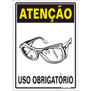 PLACA USO OBRIGATÓRIO DO ÓCULOS DE PROTEÇÃO, PVC 20X30CM