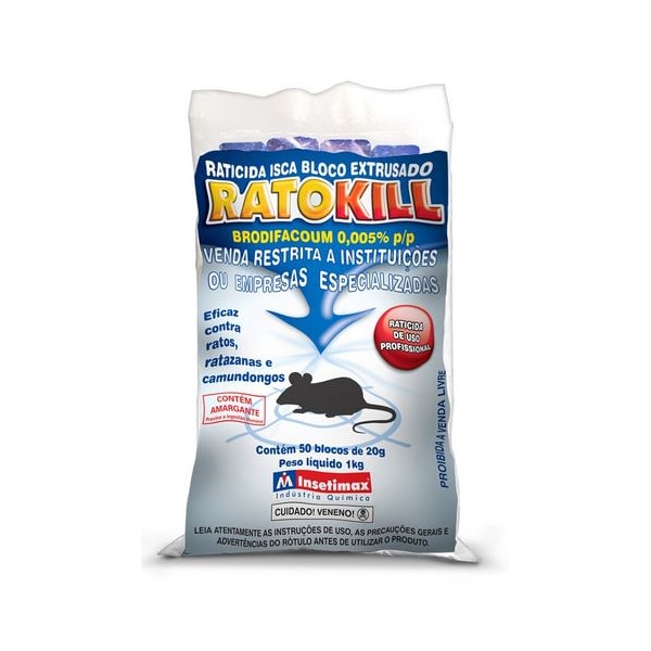 Raticida Ratokill Bloco Extrusado Insetimax 1Kg Com Blocos De 20G-31464cc3-605e-47a9-a2b7-805c30715806
