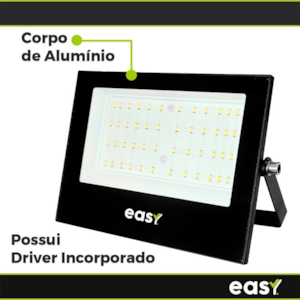 Refletor LED 100W Avant/Easy Bivolt 6500K Externo Retangular Preto