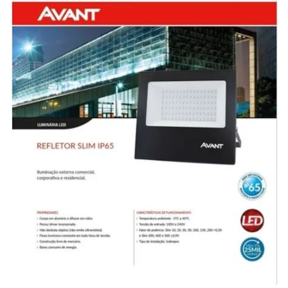 Refletor LED Avant 200W Bivolt 6500K Luz Branca De Sobrepor