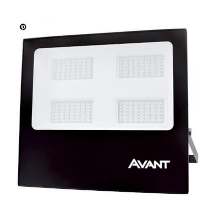 REFLETOR LED AVANT 300W BIVOLT BRANCO FRIO 6500K ALUMÍNIO PRETO INTERNO E EXTERNO
