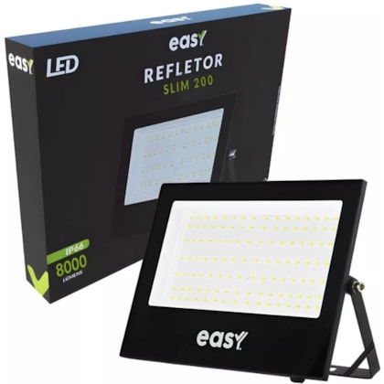 REFLETOR LED SLIM EASY 200W BIVOLT FRIO 6500K PRETO