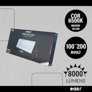 Refletor LED Slim Easy 200W Bivolt Frio 6500K Preto