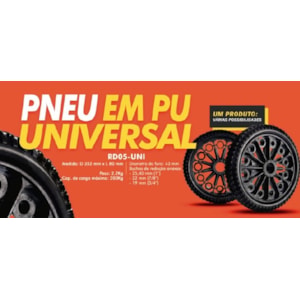 Roda Completa Alcalay Rd05 3.00 8 Com Pneu PU Sem Câmara E Rolamento De Rolete
