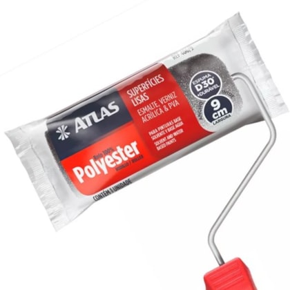 ROLO DE ESPUMA ATLAS 9CM 100% POLIÉSTER PARA TINTAS E VERNIZ