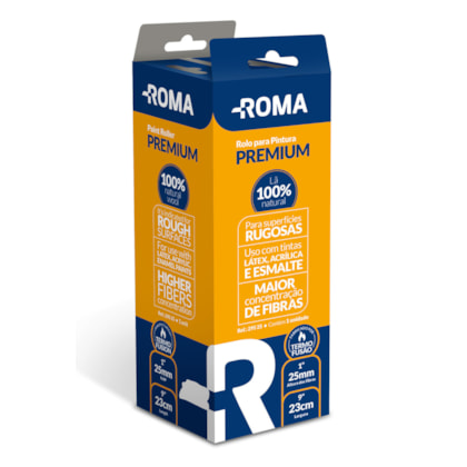 Rolo De Lã Roma 23Cm Premium Sem Cabo 100% Natural