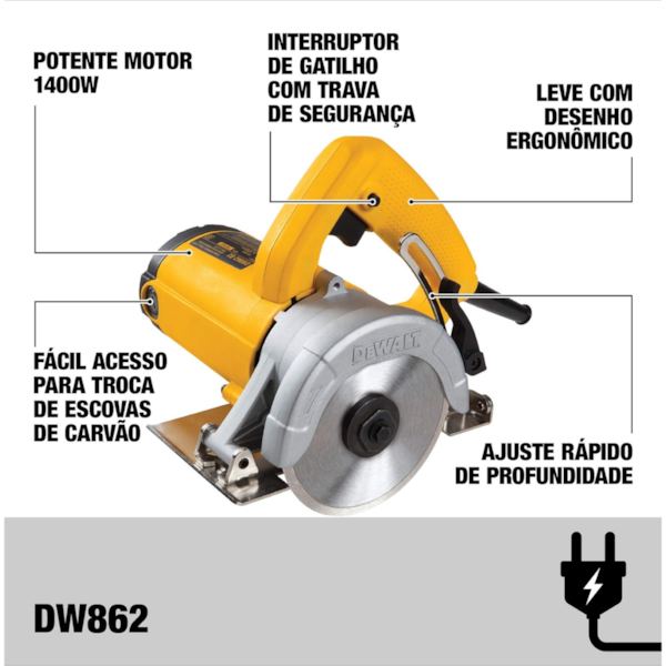 SERRA MÁRMORE DEWALT DW862BR 1400W 4.3/8