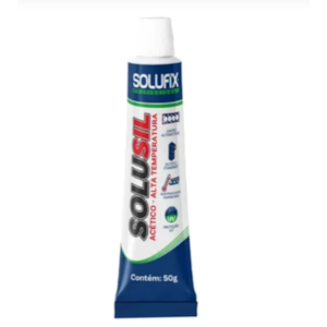 SILICONE ALTA TEMPERATURA PRETO SOLUSIL 50G PARA VEDAÇÃO EM MOTORES E FORNOS