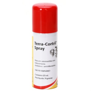 TERRA CORTRIL SPRAY ZOETIS 125ML 74G PARA TRATAMENTO DE FERIMENTOS E AFECÇÕES EM BOVINOS E OVINOS
