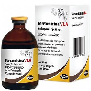 TERRAMICINA LA 50ML ZOETIS OXITETRACICLINA 20G/100ML INJETÁVEL