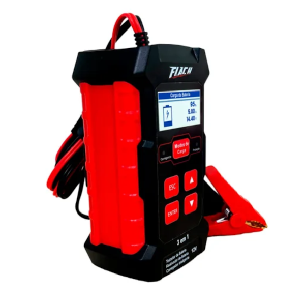 TESTADOR DE BATERIA FLACH TCF 2005 12V 5A COM CARREGADOR E REATIVADOR INTELIGENTE-8667c353-b43e-45c2-b0c9-f13c5547b033