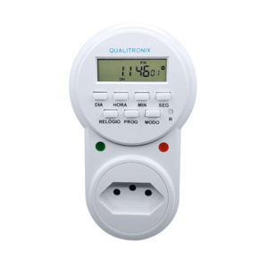 TIMER DIGITAL QUALITRONIX QTD01 BIVOLT COM 20 PROGRAMAÇÕES PARA AUTOMAÇÃO DE TOMADAS