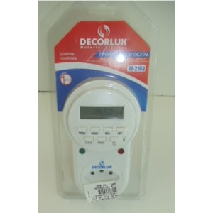 TIMER RESIDENCIAL DIGITAL DECORLUX TE2163 BIVOLT 10A PROGRAMAÇÃO 15 MIN