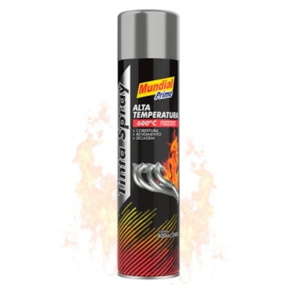 Tinta Spray Alta Temperatura Mundial Prime Alumínio 400Ml Até 600°C