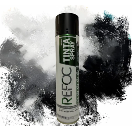 TINTA SPRAY USO GERAL REFOC PRETO BRILHANTE 400ML COM VÁLVULA 360°