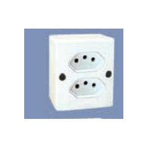 TOMADA DUPLA 2P+T 10A MEC TRONIC LINHA A COM CAIXA