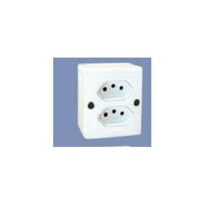 TOMADA DUPLA 2P+T 10A MEC TRONIC LINHA A COM CAIXA