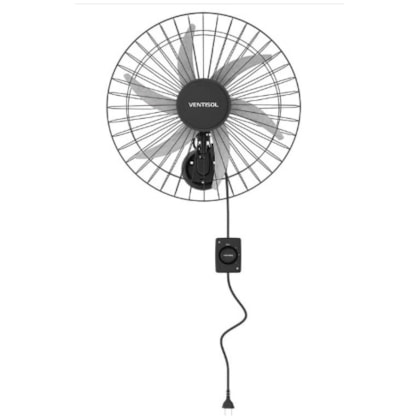 Ventilador De Parede Ventisol Oscilante Preto 50Cm Bivolt 200W Com Grade Metálica