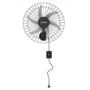 Ventilador De Parede Ventisol Oscilante Preto 50Cm Bivolt 200W Com Grade Metálica